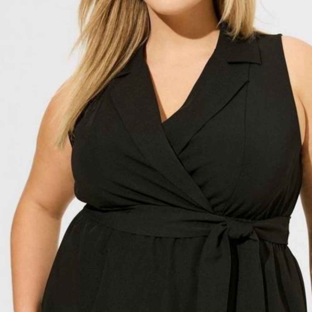 NWT Torrid Black Midi Twill Shirtdress Sleeveless Belted Stretch WomenPlus 3X - Picture 3 of 14